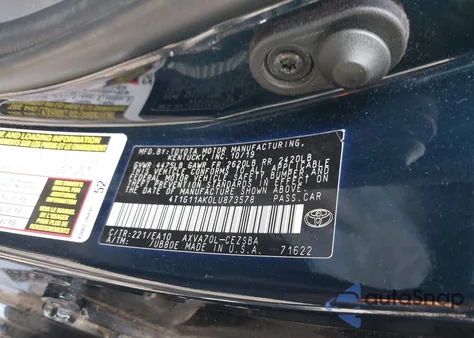 2020 Toyota Camry Se from USA, damaged, VIN 4T1G11AK0LU873578